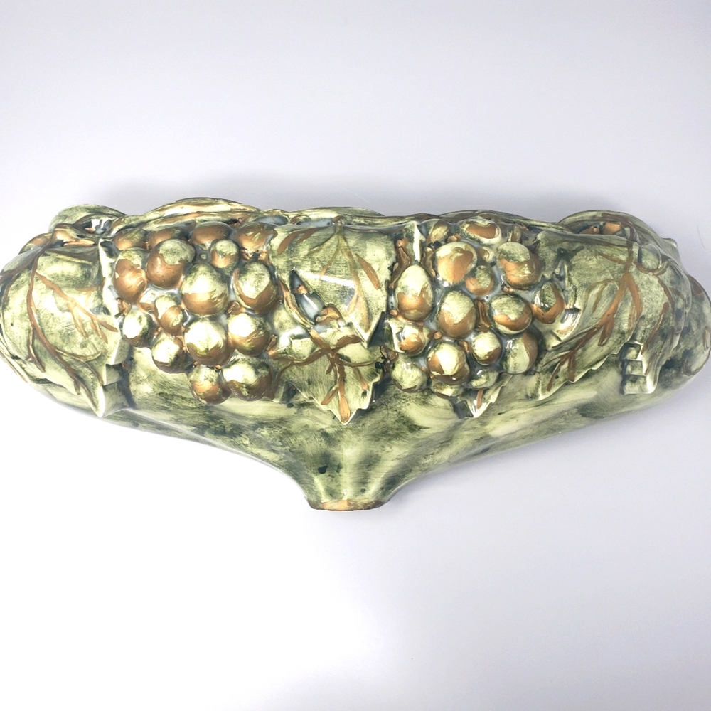 Vintage Arnel's Green Planter With Tan/Gold Accents